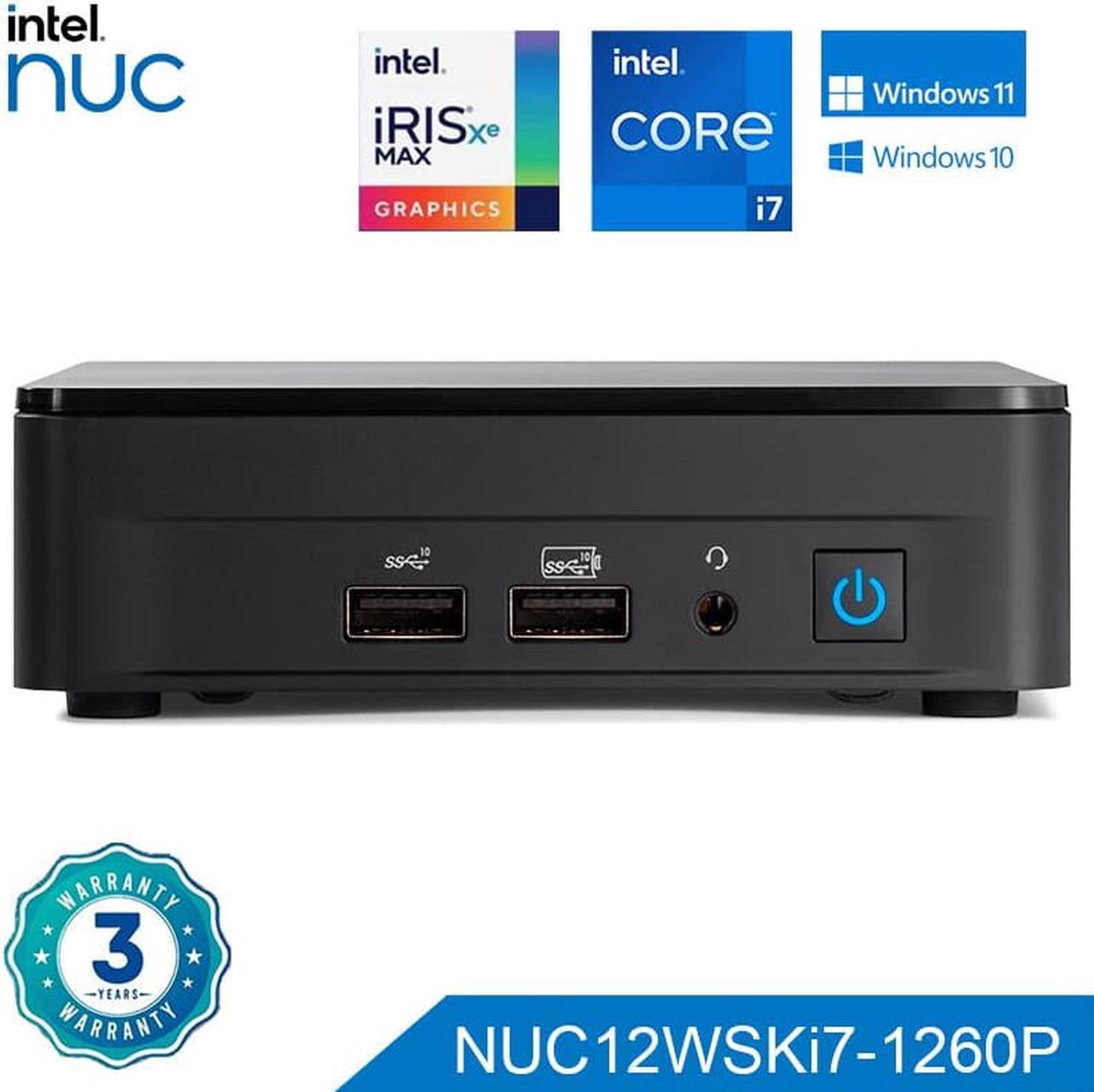 Intel NUC 12 Pro, NUC12WSKi7 Intel 12th Gen Core i7-1260P, Barebone Syetem, Intel Iris Xe Graphics 8K, WiFi 6E, Thunderbolt 4, US Plug