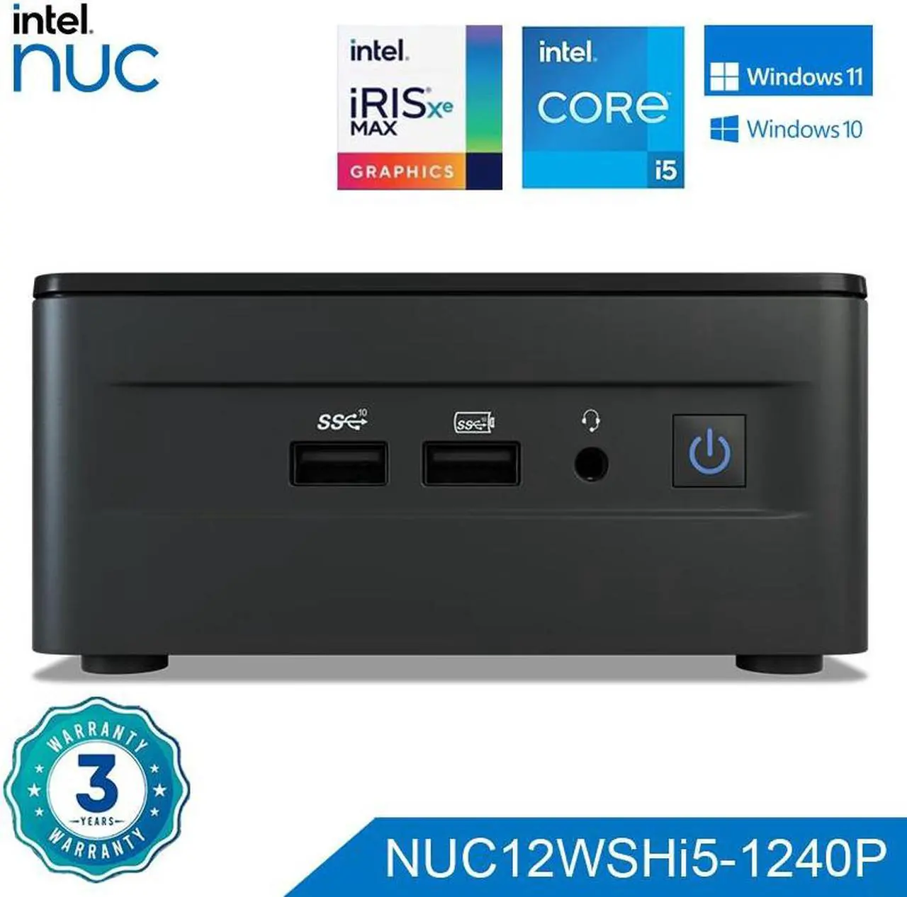 Main image of Intel NUC 12 Pro, Newest 12th Gen Core i5-1240P, Barebone, Intel Iris Xe Graphics 8K, WiFi 6E, Vesa Mounting Bracket US Power Cord included