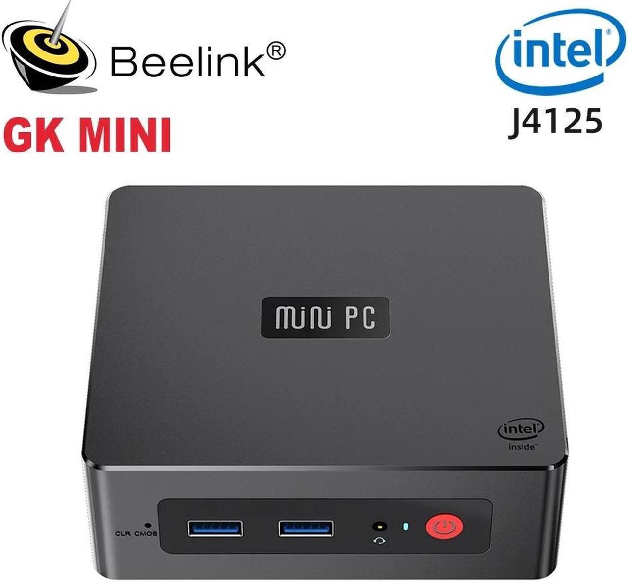 Beelink Mini PC GK Mini Intel Celeron J4125(Up to 2.7GHz), 8GB DDR4 RAM 256GB NVME SSD, Intel UHD Graphics 600, Windows 10 Pro, Dual HDMI 4K60Hz/WiFi 6/BT 4.0