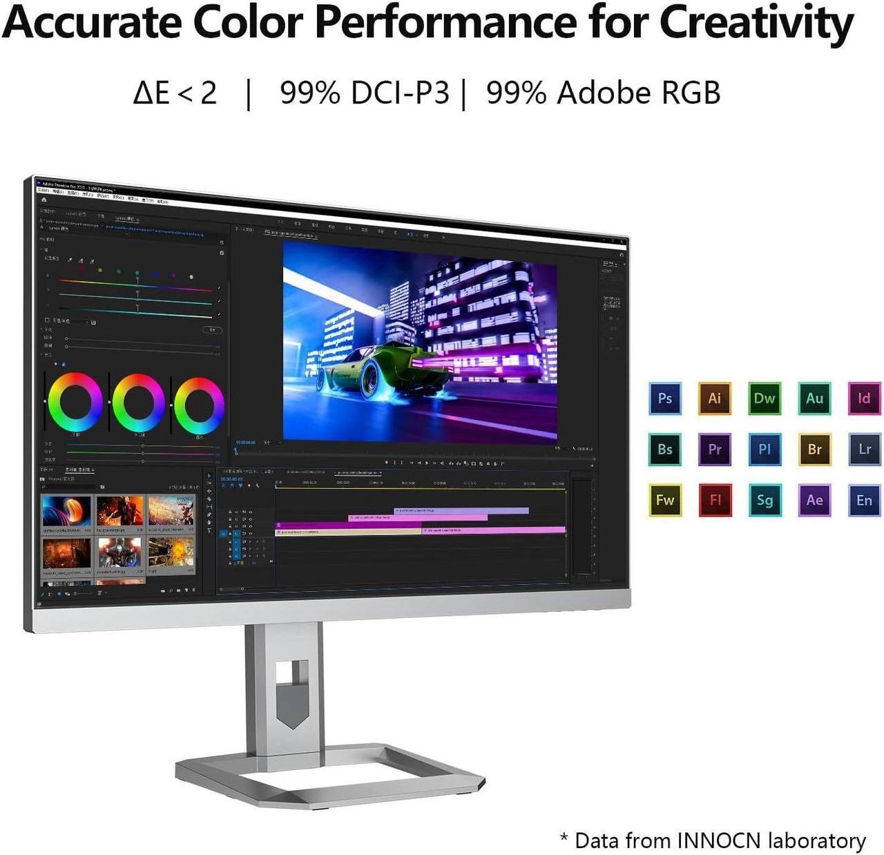 Alt view image 4 of 7 - INNOCN 32M2V 32" 4K Mini LED Gaming Monitor, UHD 3840 x 2160 IPS Display, 144Hz, 1ms(GTG) Response Time, 99% DCI-P3, Display HDR1000, FreeSync Premium, Pivot Sensor, Height Adjustab - Silver