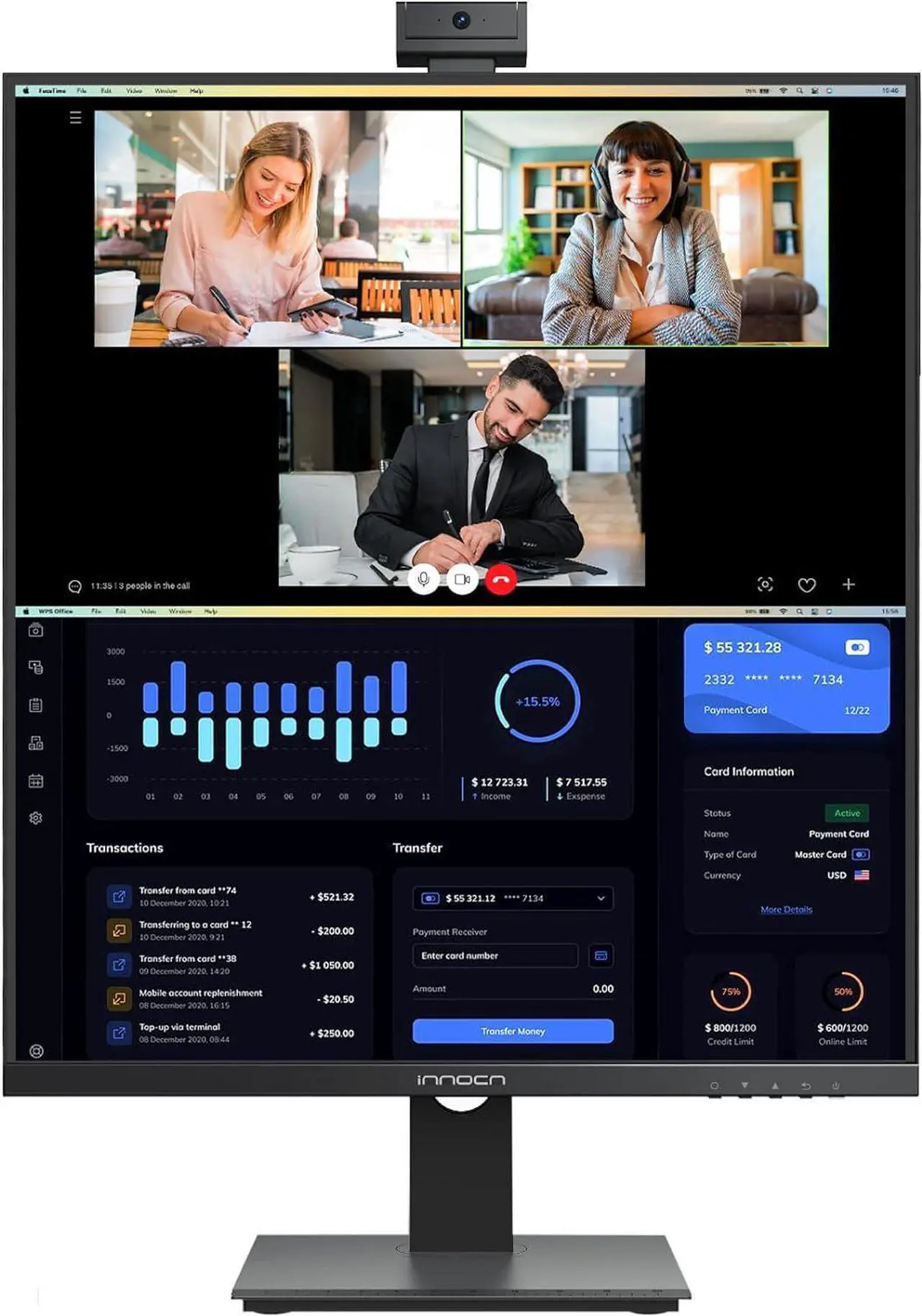 Main image of INNOCN 28C1Q 28" Computer Vertical Monitor, 16:18 SDQHD 2560 x 2880 Nano IPS Display, 60Hz, 98% DCI-P3, HDR 10, Built-In Webcam, USB Type C, Height/Pivot Adjustable