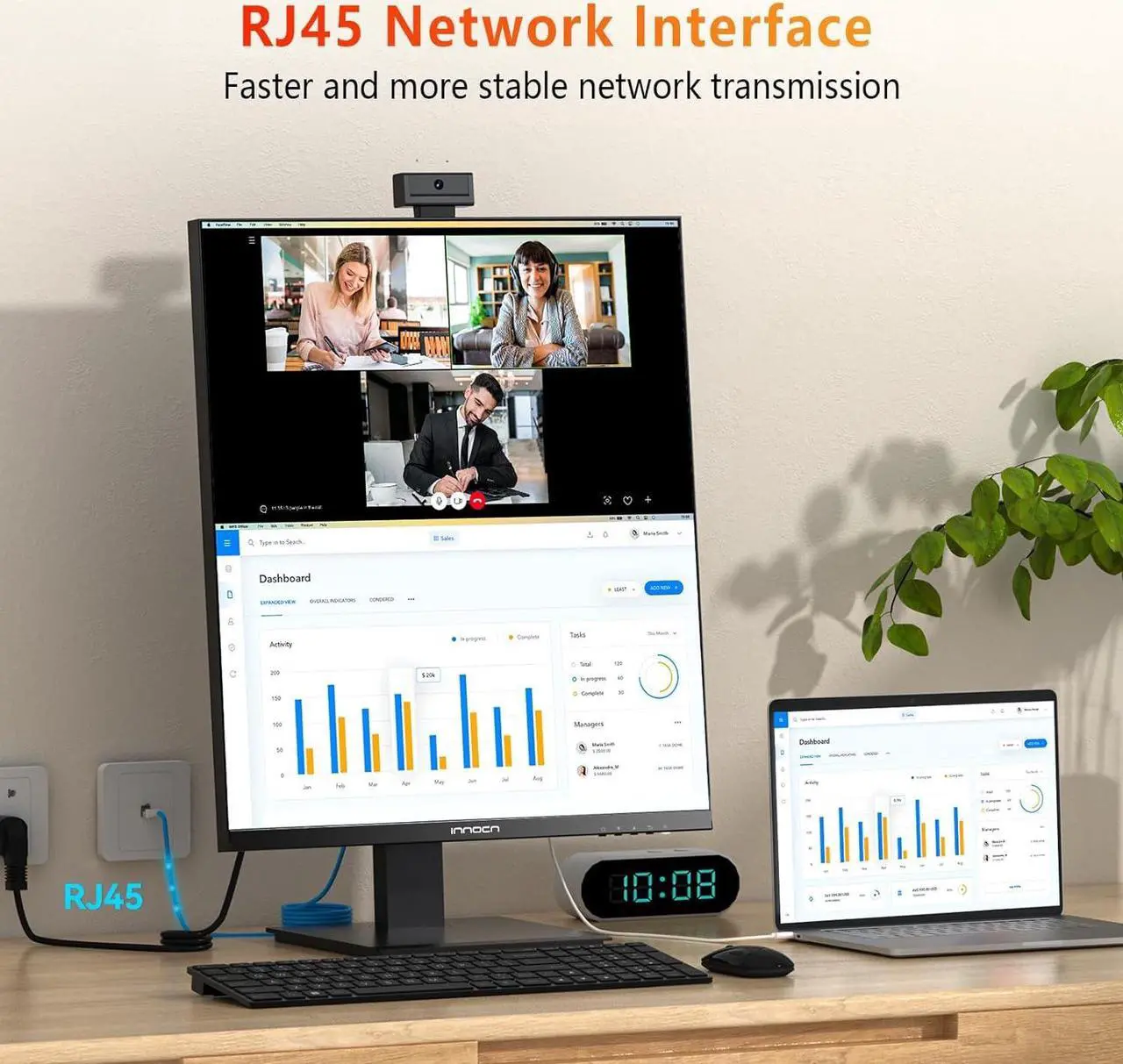 Alt view image 6 of 7 - INNOCN 28C1Q 28" Computer Vertical Monitor, 16:18 SDQHD 2560 x 2880 Nano IPS Display, 60Hz, 98% DCI-P3, HDR 10, Built-In Webcam, USB Type C, Height/Pivot Adjustable