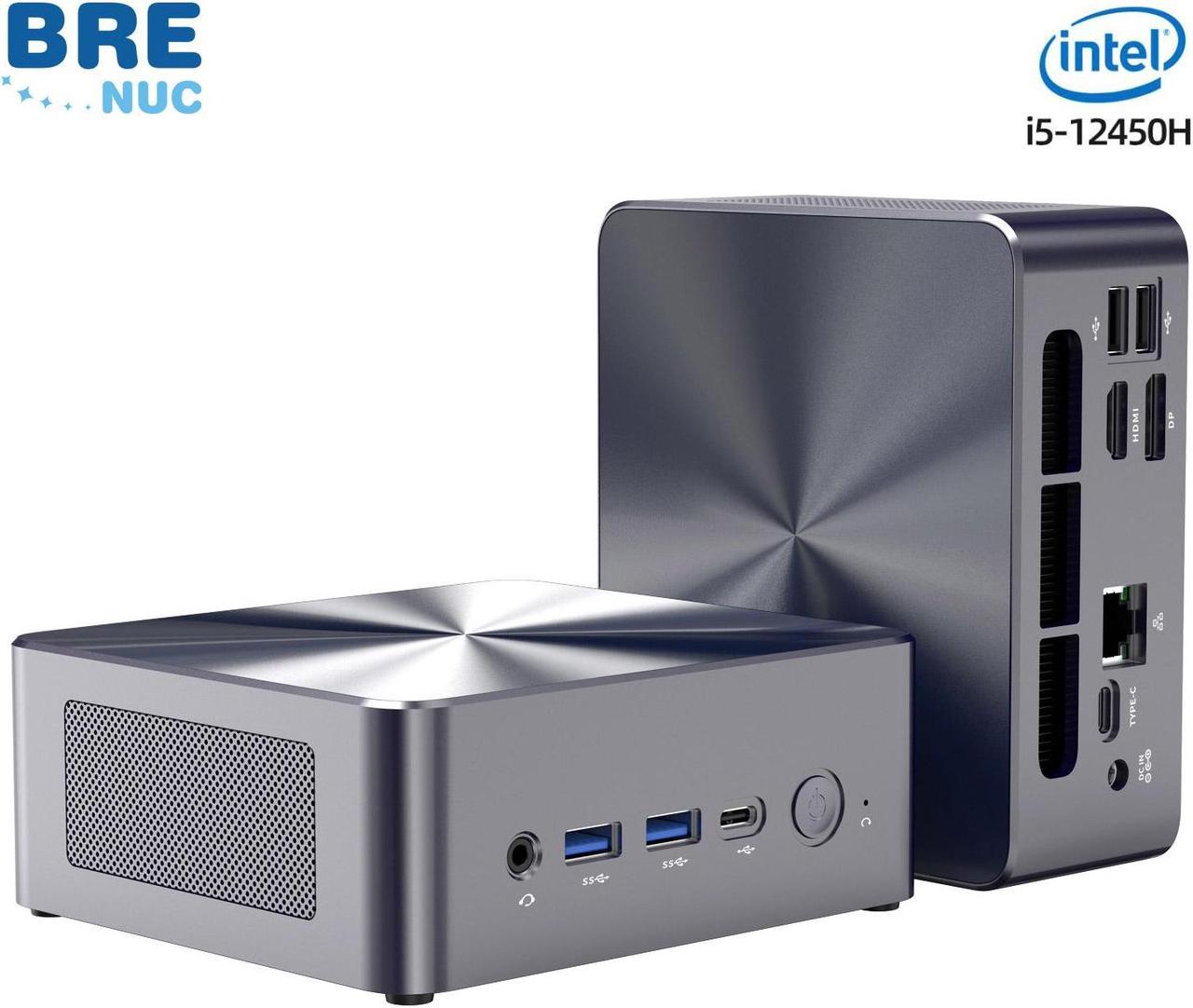 BRENUC Mini PC N7A Intel Core i5-12450H (up to 4.4GHz), 16GB DDR4 RAM 512GB NVME SSD, Intel UHD Graphics, Windows 11 Pro, Triple screen display WiFi 6 Bluetooth 5.2