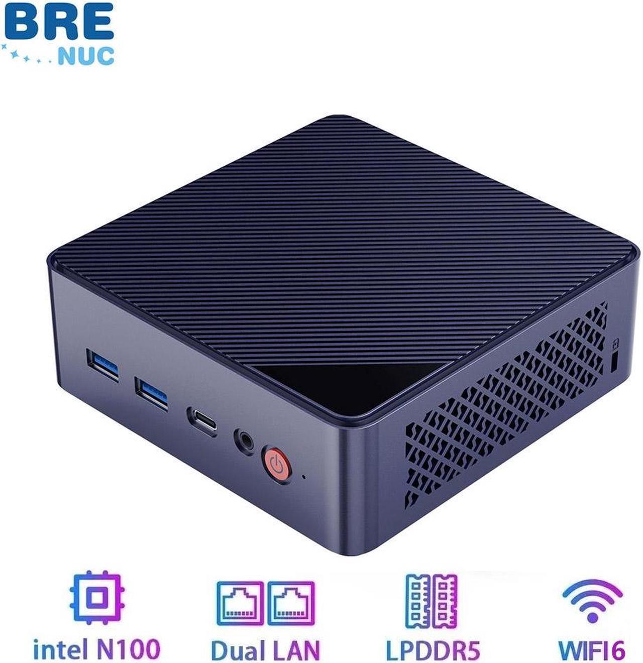 BRENUC Mini PC N6M Intel Alder Lake N100(up to 3.4GHz), 16GB LPDDR5 RAM 512GB NVME SSD, Intel UHD Graphics, Win11 Pro, 2 x 2.5GbE WiFi 6 Bluetooth 5.2