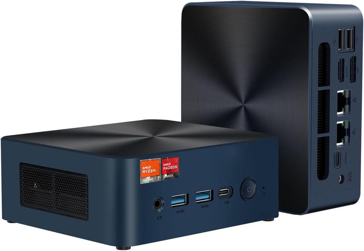 BRENUC Mini PC N7P AMD Ryzen 7 7840HS(up 5.1GHz),16GB DDR5 RAM 512GB NVMe PCIE 4.0 SSD,AMD Radeon 780M Graphics,Triple Screen Display,WiFi 6,Bluetooth 5.2