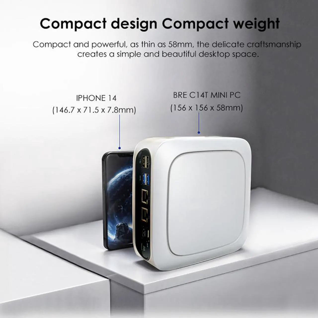 Alt view image 6 of 6 - BRENUC Mini PC C14T Intel Core i9-11900H (up to 4.9GHz), 16GB DDR4 RAM 512GB NVME SSD, Intel UHD Graphics, Windows 11 Pro, Dual 2.5G LAN 4K Triple Display WiFi 6 Bluetooth 5.2