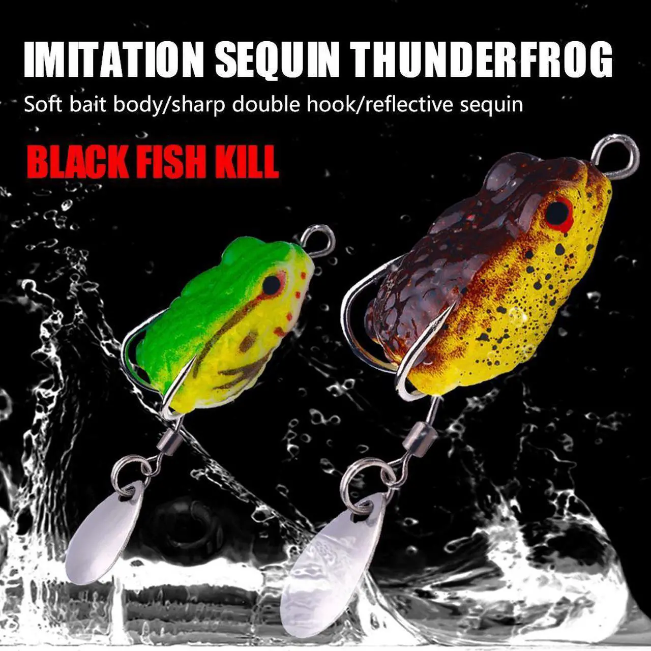 Alt view image 3 of 7 - 8pcs 2.5cm 3.4g Realistic Fishing Toad Lures Double Hide Hook With Sequins Topwater Silicon Artificial Bait Soft Frog For Bass Pike
