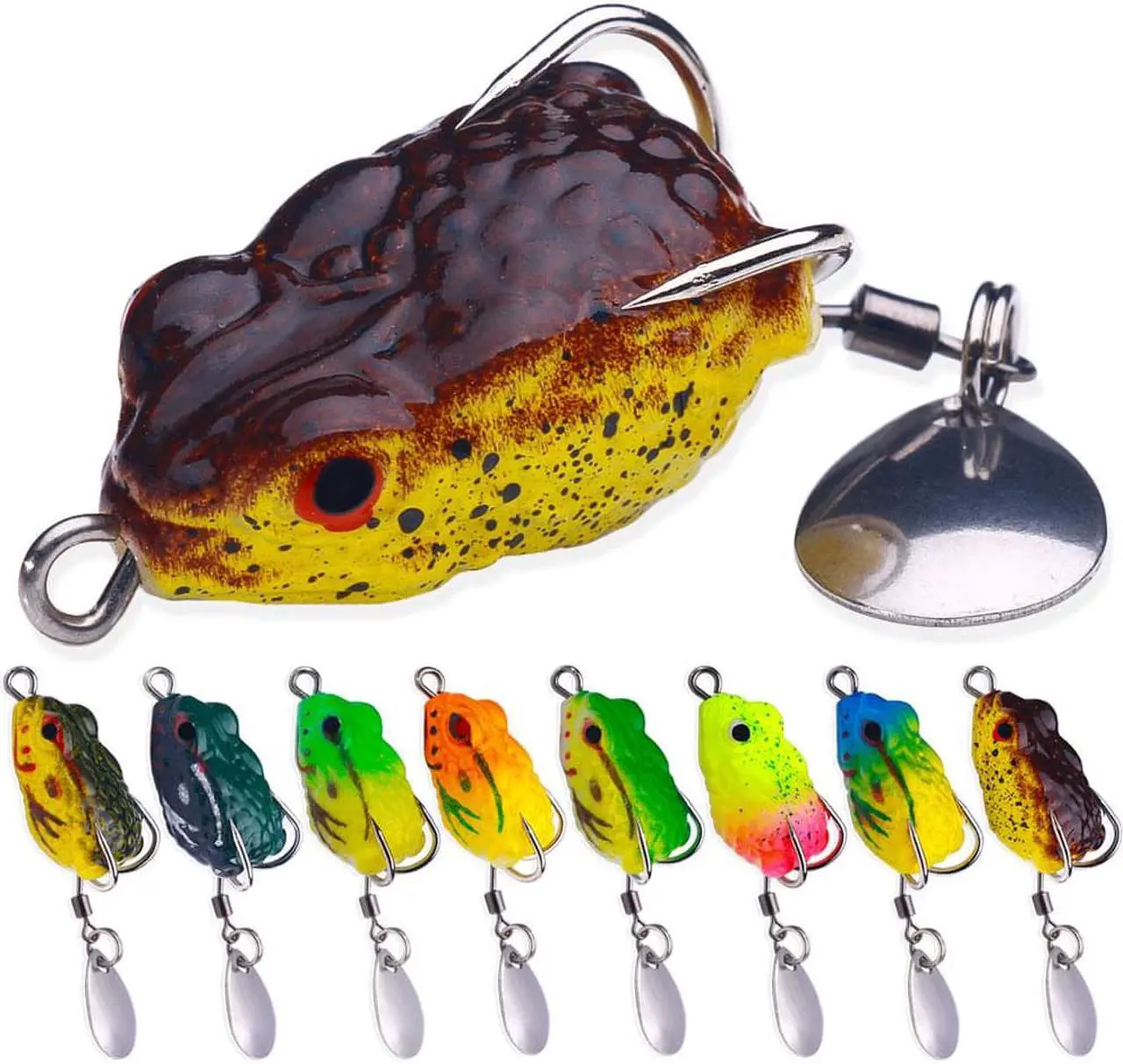 Main image of 8pcs 2.5cm 3.4g Realistic Fishing Toad Lures Double Hide Hook With Sequins Topwater Silicon Artificial Bait Soft Frog For Bass Pike
