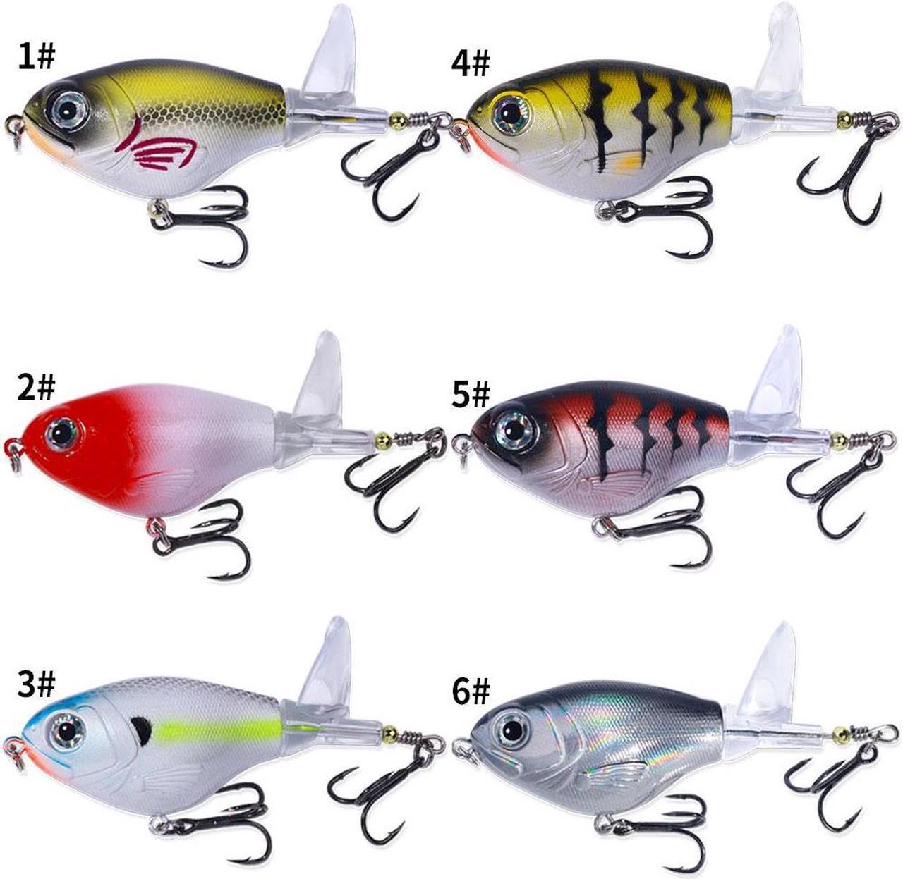 Alt view image 2 of 7 - 6pcs Fishing Lures Set, Topwaters Pencil Artificial Hard Bait Bass Soft Rotating Tail Wobblers Fishing Tackle 3.23in (8.2cm) 11.4g