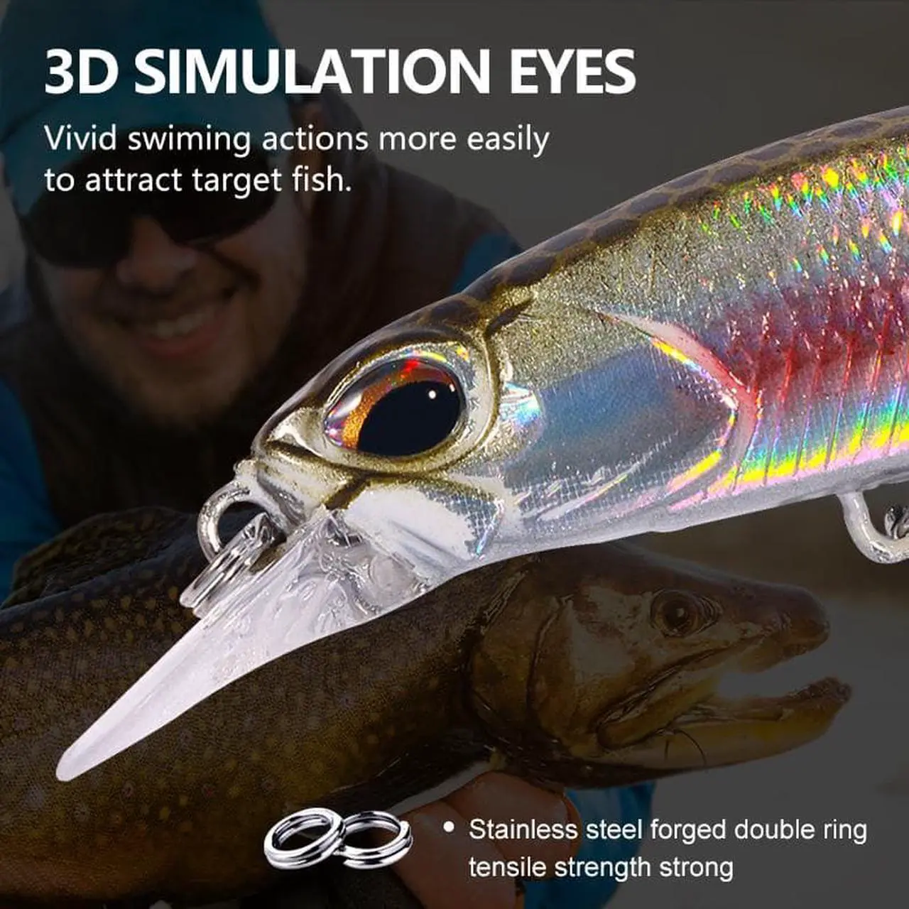 Alt view image 6 of 7 - 8pcs Minnow Fishing Lure Set Wobbler Crankbait Isca Artificial Hard Bait Carp Mini Fishing Lures Pesca Tackle, 2.95in/7.5cm, 5.1g, 10# Fish Hook