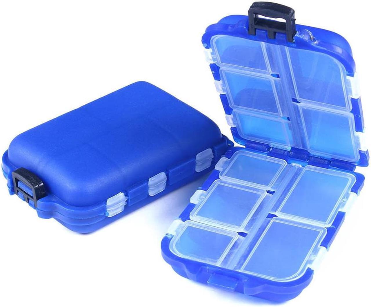 Main image of 5pcs Mini Fishing Tackle Box 10 Compartments For Small Clear Plastic Waterproof Hooks Lures Baits Fishing Accessories, 3.74*2.56*1.18in (9.5*6.5*3cm) Blue