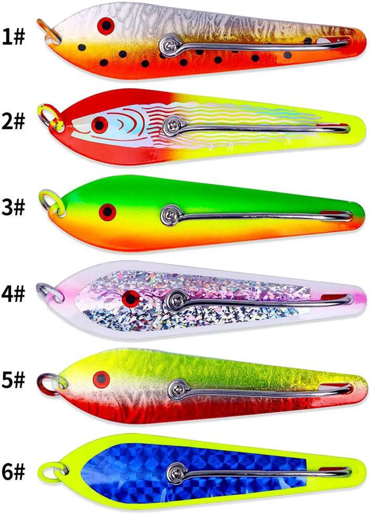 Alt view image 2 of 6 - 6pcs Metal Spoon Fishing Lure With Single Hook, Sinking Artificial Bait For Carp Pike Saltwater