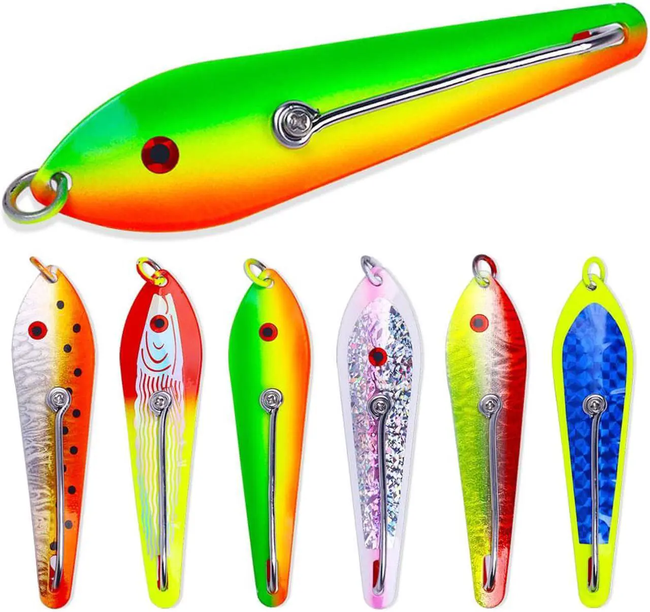 Main image of 6pcs Metal Spoon Fishing Lure With Single Hook, Sinking Artificial Bait For Carp Pike Saltwater