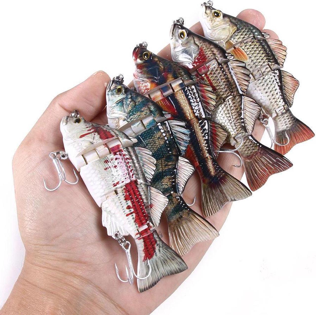 Alt view image 2 of 7 - 5pcs Multi Jointed Swimbait Fishing Lures Bait 4 Segment Big Giant Sinking Fishing Bass Lures,Crankbaits Swimbaits with Treble Hook,10cm  22g