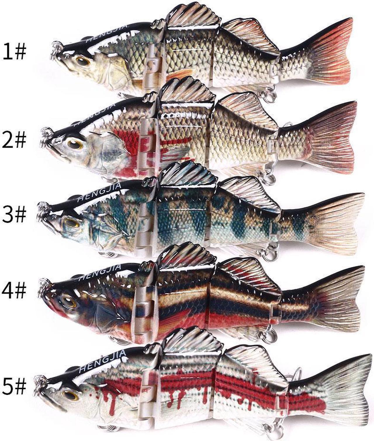 Alt view image 3 of 7 - 5pcs Multi Jointed Swimbait Fishing Lures Bait 4 Segment Big Giant Sinking Fishing Bass Lures,Crankbaits Swimbaits with Treble Hook,10cm  22g