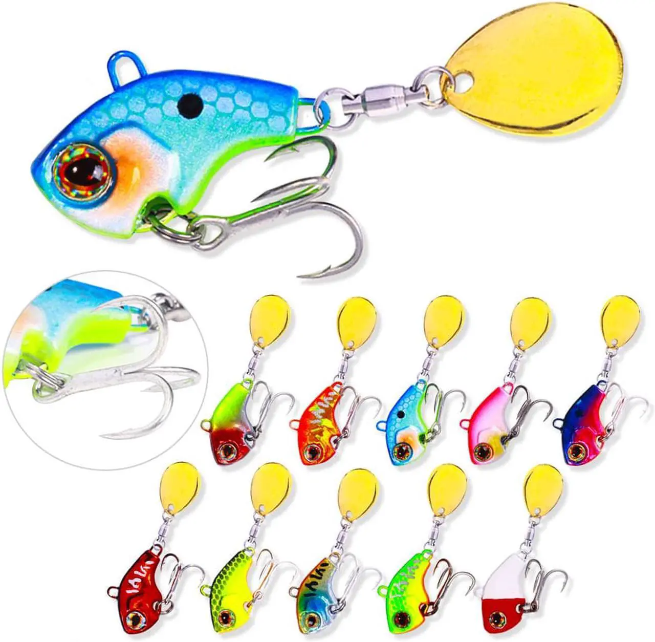 Main image of 10Pcs Rotating Metal VIB vibration Bait Spinner Spoon Fishing Lures Jigs Trout Fishing Hard Baits Tackle Pesca ,9g