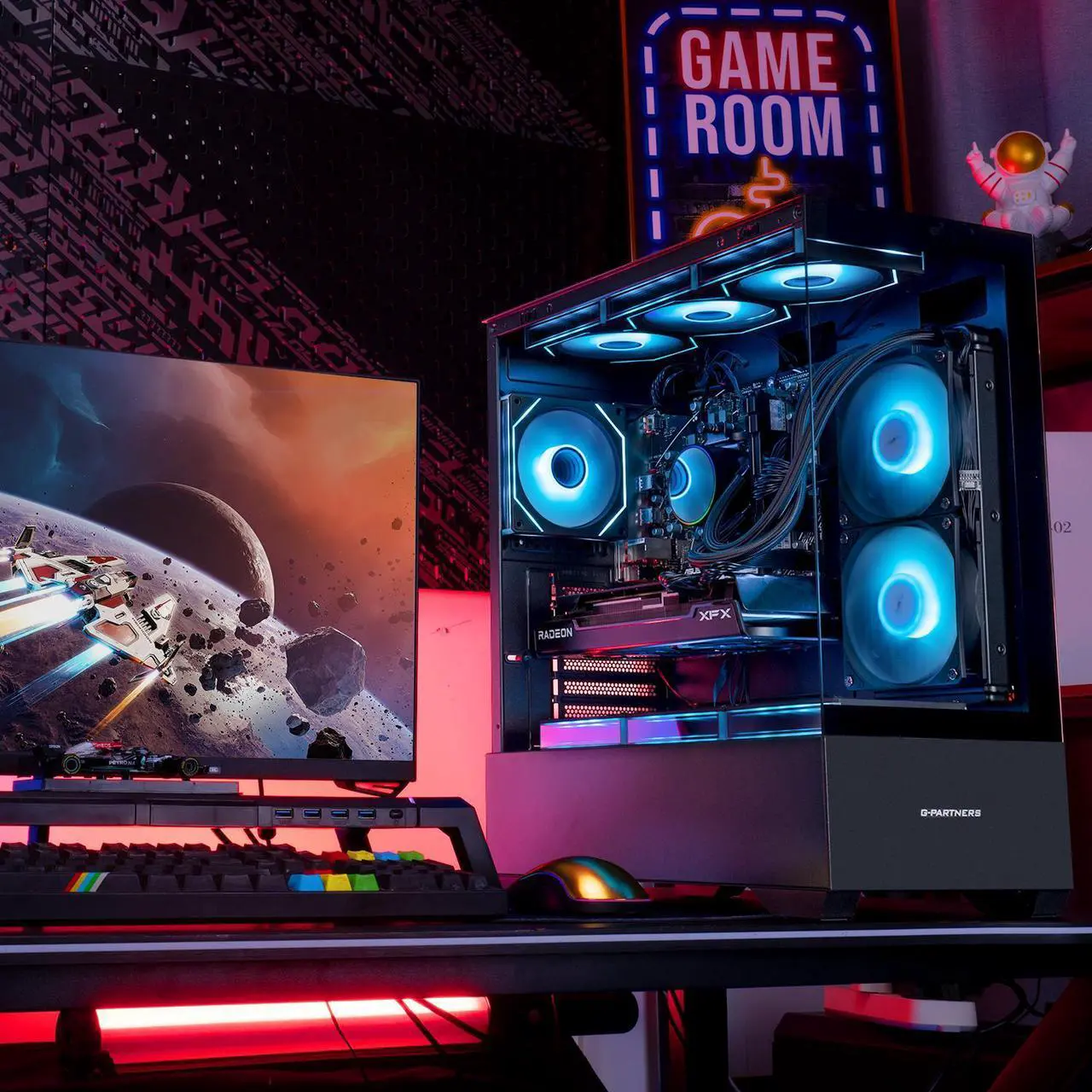 Alt view image 3 of 7 - VTG Gaming PC Ryzen7 9700X, Radeon RX 7800 XT 16G, 1TB NVME SSD, 32GB DDR5 RAM , 850W GOLD PSU ,240MM AIO liquid cooler , B650M ,  Windows 11 Home, WIFI , Prebuilt Gaming Pc