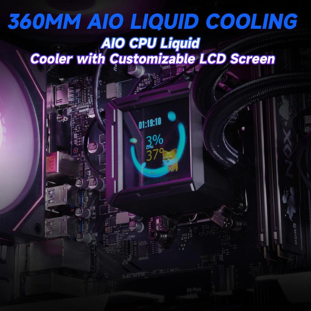 Alt view image 4 of 7 - VTG Gaming PC AMD Ryzen7 9700X, Radeon RX 9070XT 16G, 1TB NVME SSD, 32GB DDR5 RAM , 850W GOLD PSU ,360MM AIO liquid cooler , MSI B650M , Windows 11 Home, WIFI,  Prebuilt Gaming Pc New computer