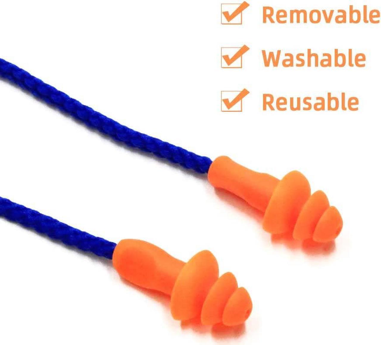 Alt view image 3 of 6 - 20 Pairs of Soft Silicone Corded Ear Plugs Reusable Sleep Swim Noise Hearing Protection Earplugs Music Concerts Construction Shooting Hunting Motor Sports