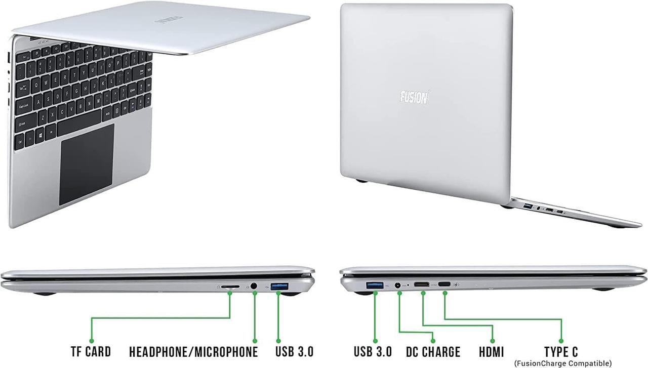 Alt view image 7 of 7 - Fusion5 14.1" Full HD Windows 11 Laptop - 128GB Storage, 4GB RAM, T90B+ Pro Model Lapbook, N4120 Intel Quad Core CPU, 5GHz WiFi (Dual-Band WiFi) 2X WiFi speeds, USB 3.0, Supports M.2 SATA SSD (128GB)