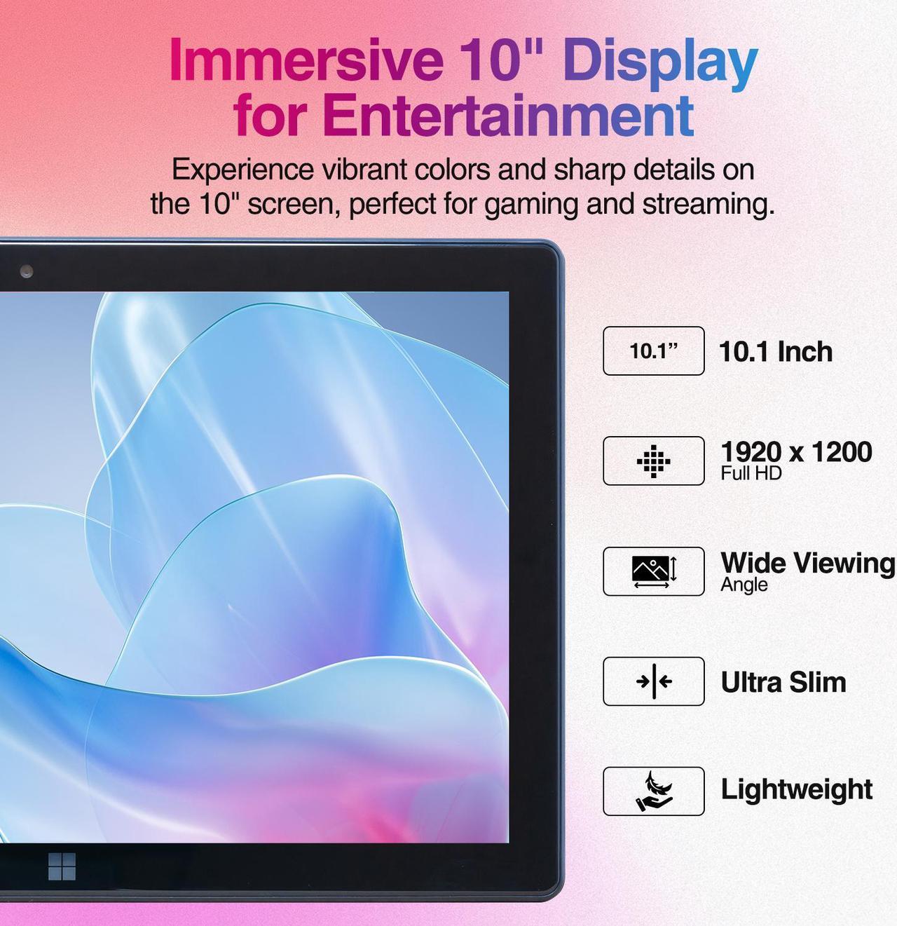 Alt view image 3 of 6 - Fusion5 10.1" Windows 11 Tablet PC - Ultra Slim Full HD Tablet Computer - 8GB RAM, 128GB Storage, 10 Inch Display, 5G WiFi, Quad-Core CPU, USB 3.0, Micro HDMI, Dual Cameras, Bluetooth