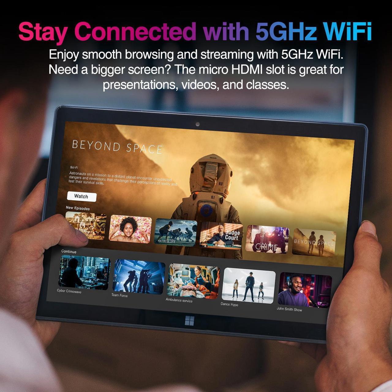 Alt view image 6 of 6 - Fusion5 10.1" Windows 11 Tablet PC - Ultra Slim Full HD Tablet Computer - 8GB RAM, 128GB Storage, 10 Inch Display, 5G WiFi, Quad-Core CPU, USB 3.0, Micro HDMI, Dual Cameras, Bluetooth