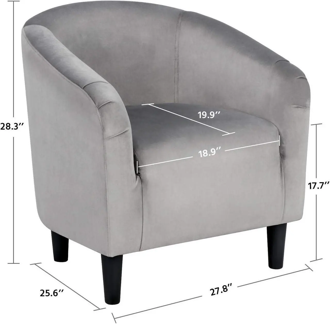 Alt view image 4 of 7 - Topeakmart Velvet Club Chair Accent Arm Chair Upholstered Barrel Chair Grey, Welcome to consult