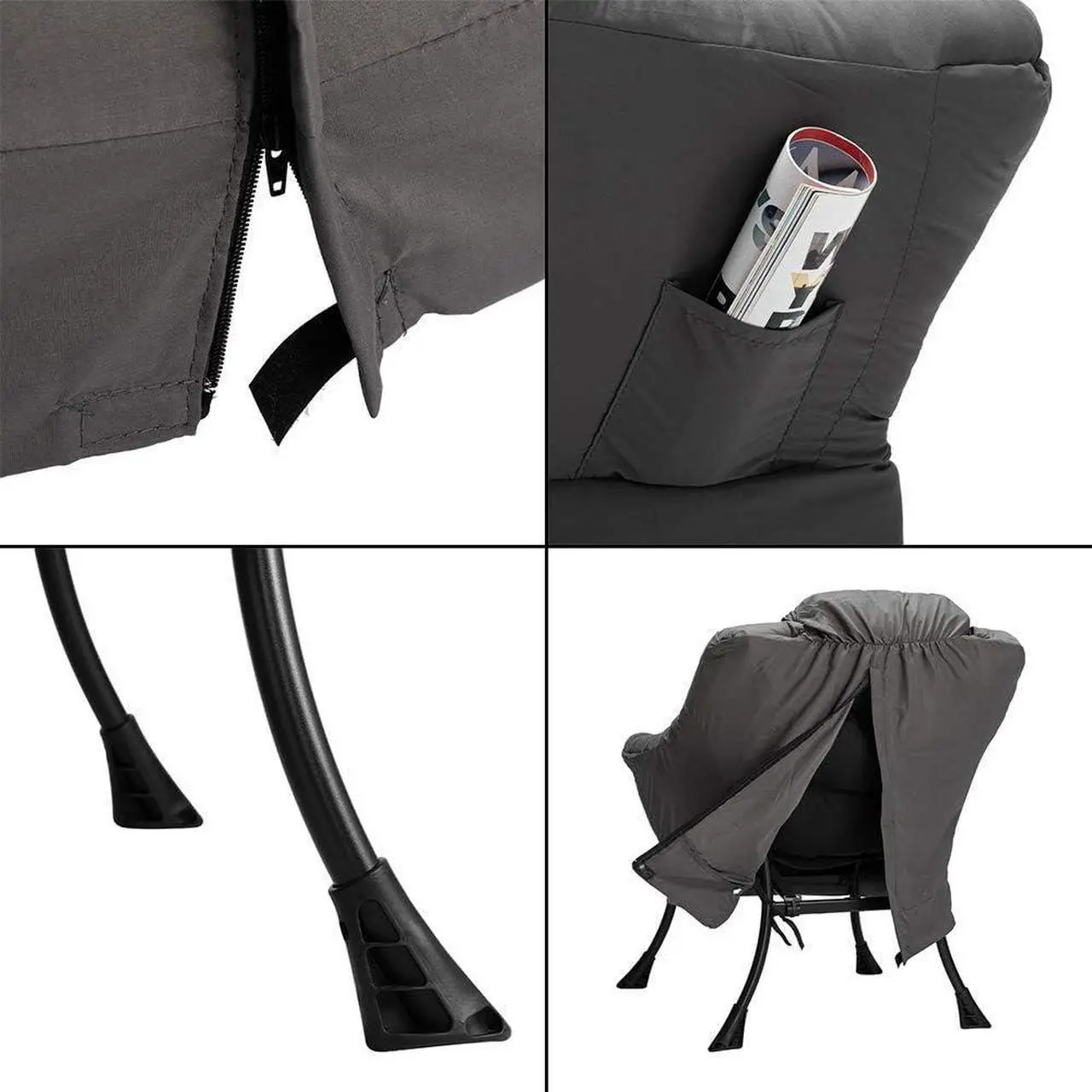 Alt view image 6 of 7 - Outvita 40.55" Tall Directors Chair Height Seat Folding with Side Table Storage Bag, Support for 300Lbs Portable Makeup Artist Chair with Bar Height Black, Welcome to consult