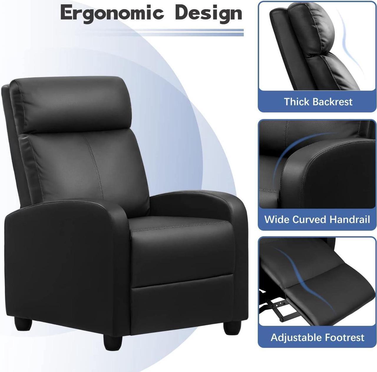 Alt view image 7 of 7 - Furniwell Recliner Chair for Living Room Massage Recliner Chair Adjustable Leather Winback Single Sofa Home Theater Seating Modern Reclining Lounge for Adults with Footrest (Black), Welcome to consult