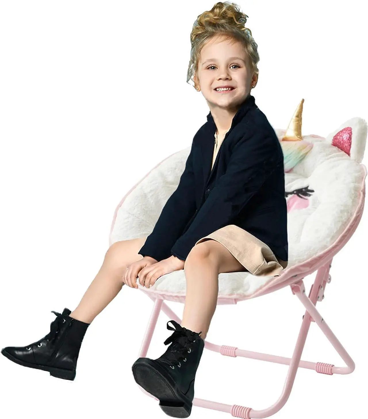 Alt view image 7 of 7 - Heritage Kids Unicorn Saucer Chair, For Gaming Textile, White