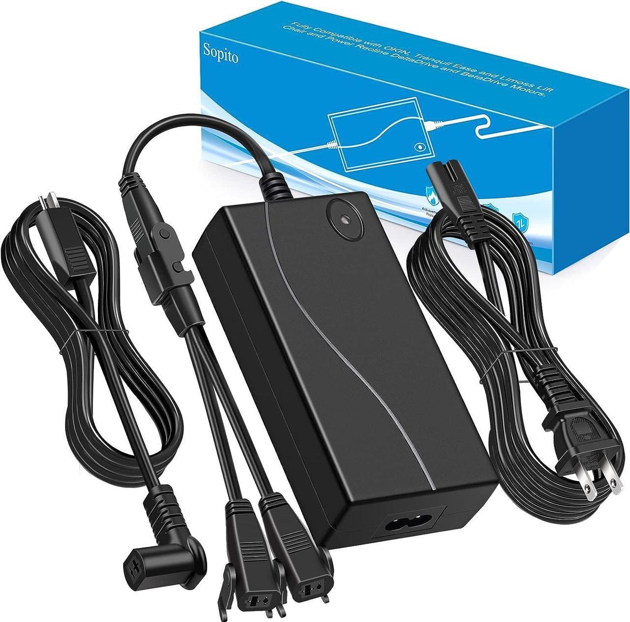 Main image of Power Recliner Power Supply Kit, Universal Dual Power Supply Transformer with AC Power Cord, DC Extension Cable and Y Splitter Cord 29V 2A Adapter for Recliner, Lift Chairs and Sofa