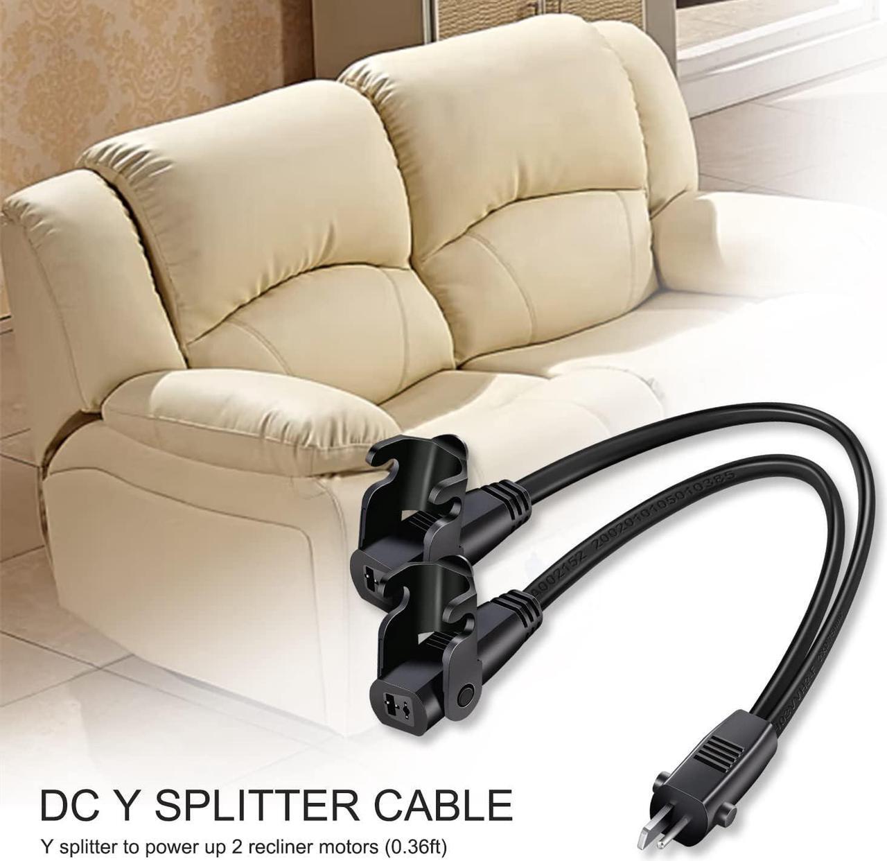 Alt view image 7 of 7 - Power Recliner Power Supply Kit, Universal Dual Power Supply Transformer with AC Power Cord, DC Extension Cable and Y Splitter Cord 29V 2A Adapter for Recliner, Lift Chairs and Sofa