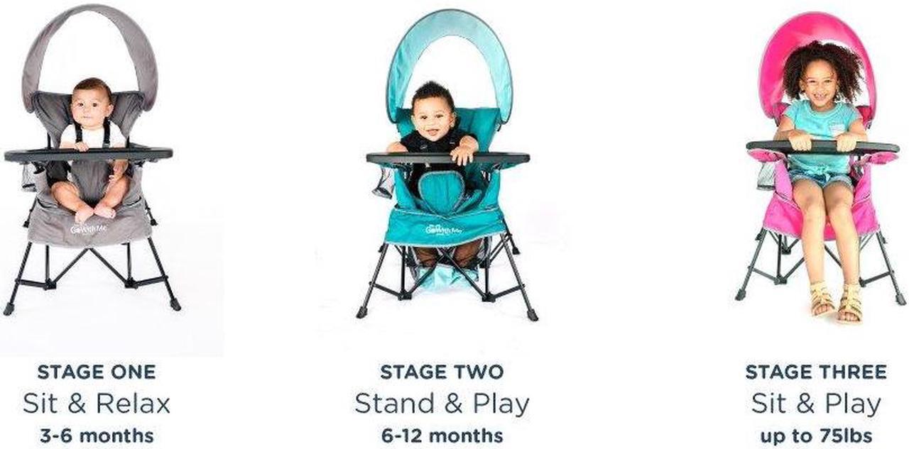 Alt view image 2 of 7 - Baby Delight Go with Me Venture Portable Chair | Indoor and Outdoor | Sun Canopy | 3 Child Growth Stages | Teal, Welcome to consult