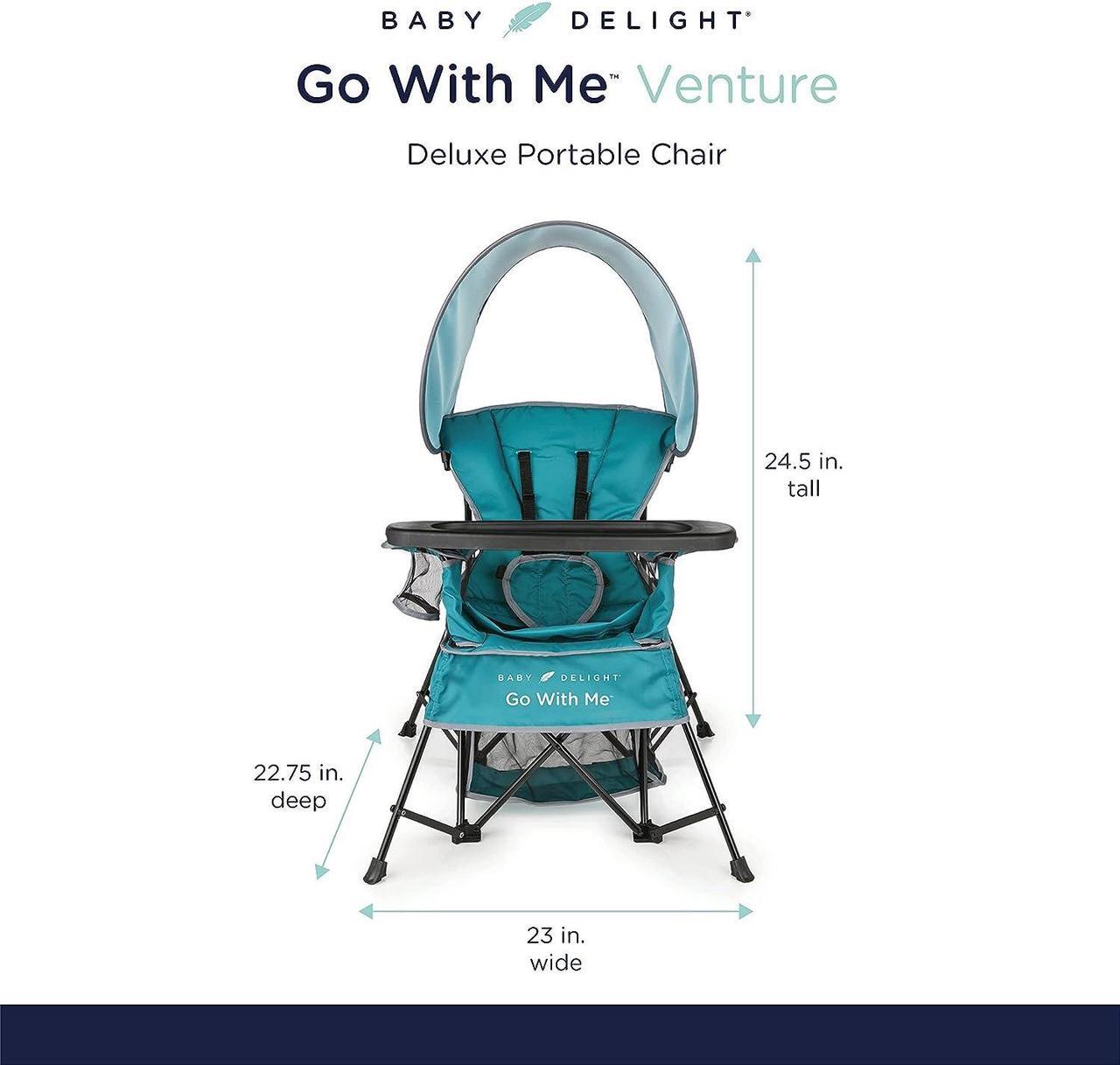 Alt view image 7 of 7 - Baby Delight Go with Me Venture Portable Chair | Indoor and Outdoor | Sun Canopy | 3 Child Growth Stages | Teal, Welcome to consult