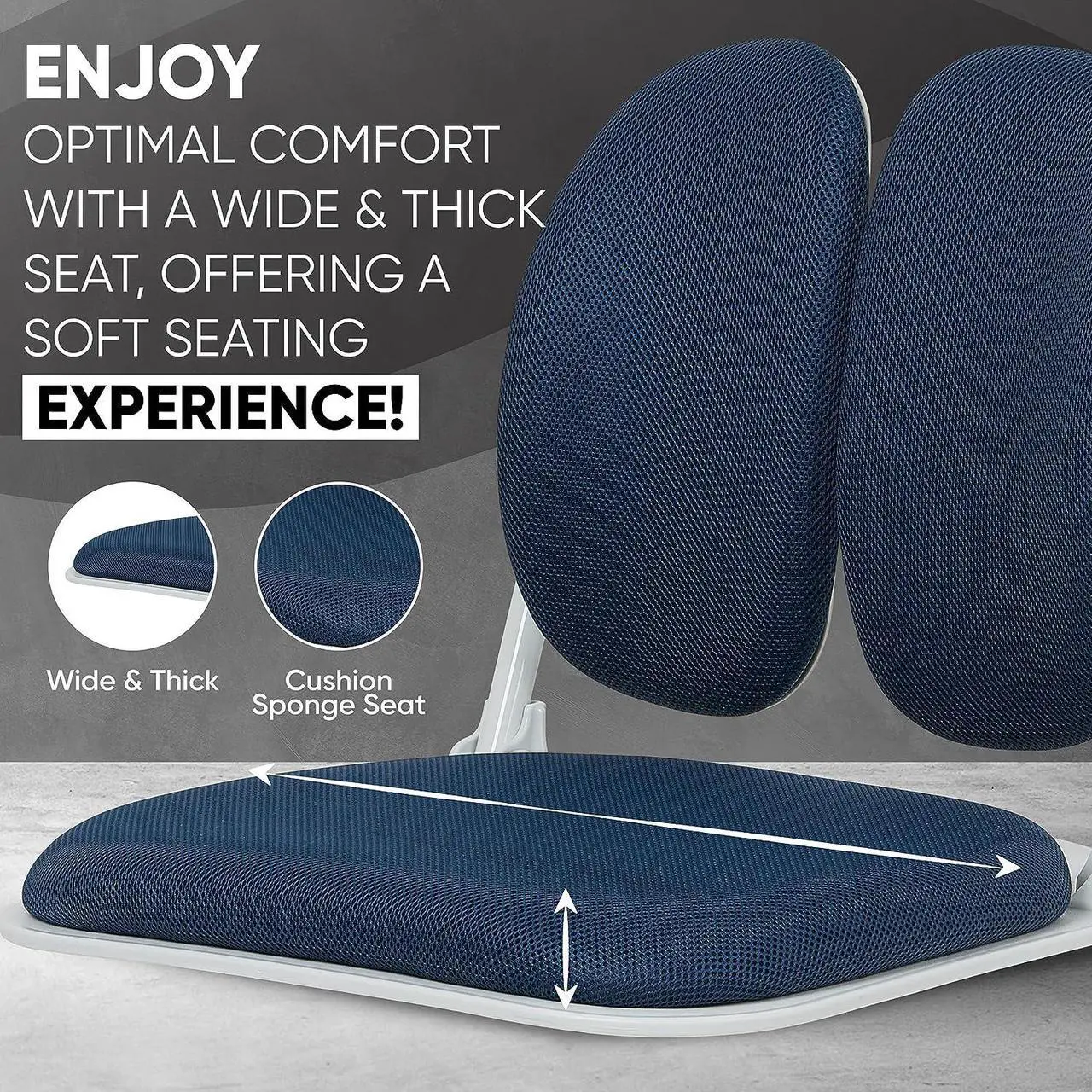 Alt view image 4 of 6 - Duorest Dual-Backrests Ergonomic Floor Chair with Back Support - Meditation Chair, Floor Gaming Chair, Reading Chair, Floor Chairs for Adults, Foldable Chair (Blue), Welcome to consult