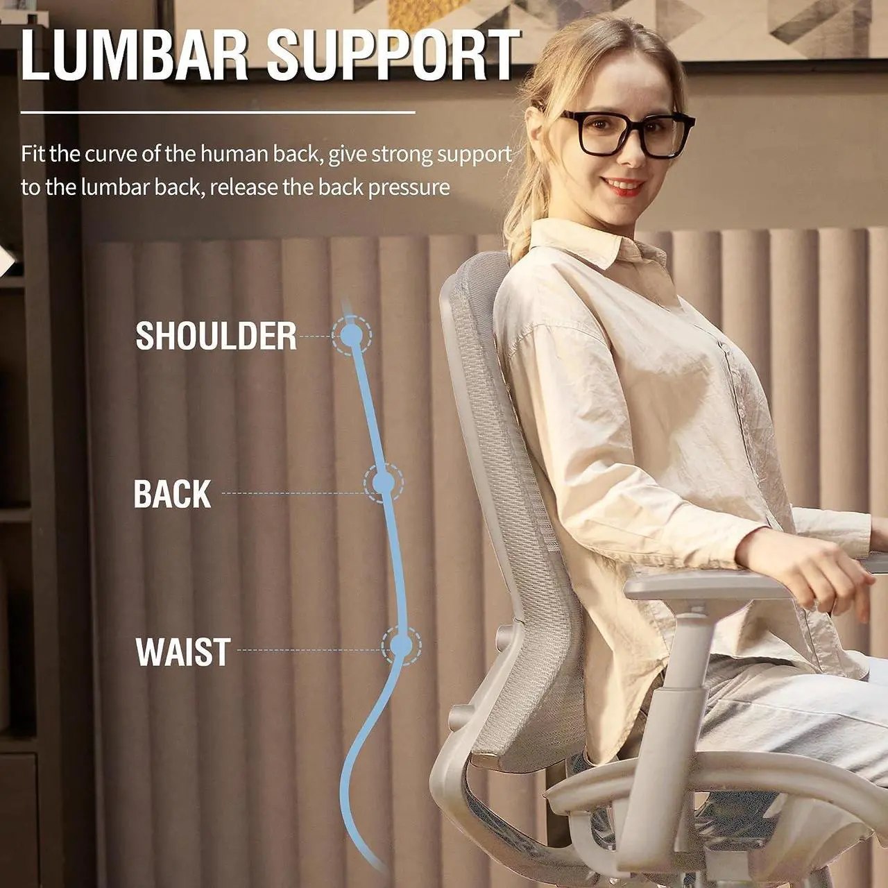 Alt view image 3 of 7 - ELABEST Mesh Office Chair,Ergonomic Computer Desk Chair,Sturdy Task Chair- Adjustable Lumbar Support & Armrests,Tilt Function,Comfort Wide Seat,Swivel Home Office Chair (Grey Frame Grey Mesh)