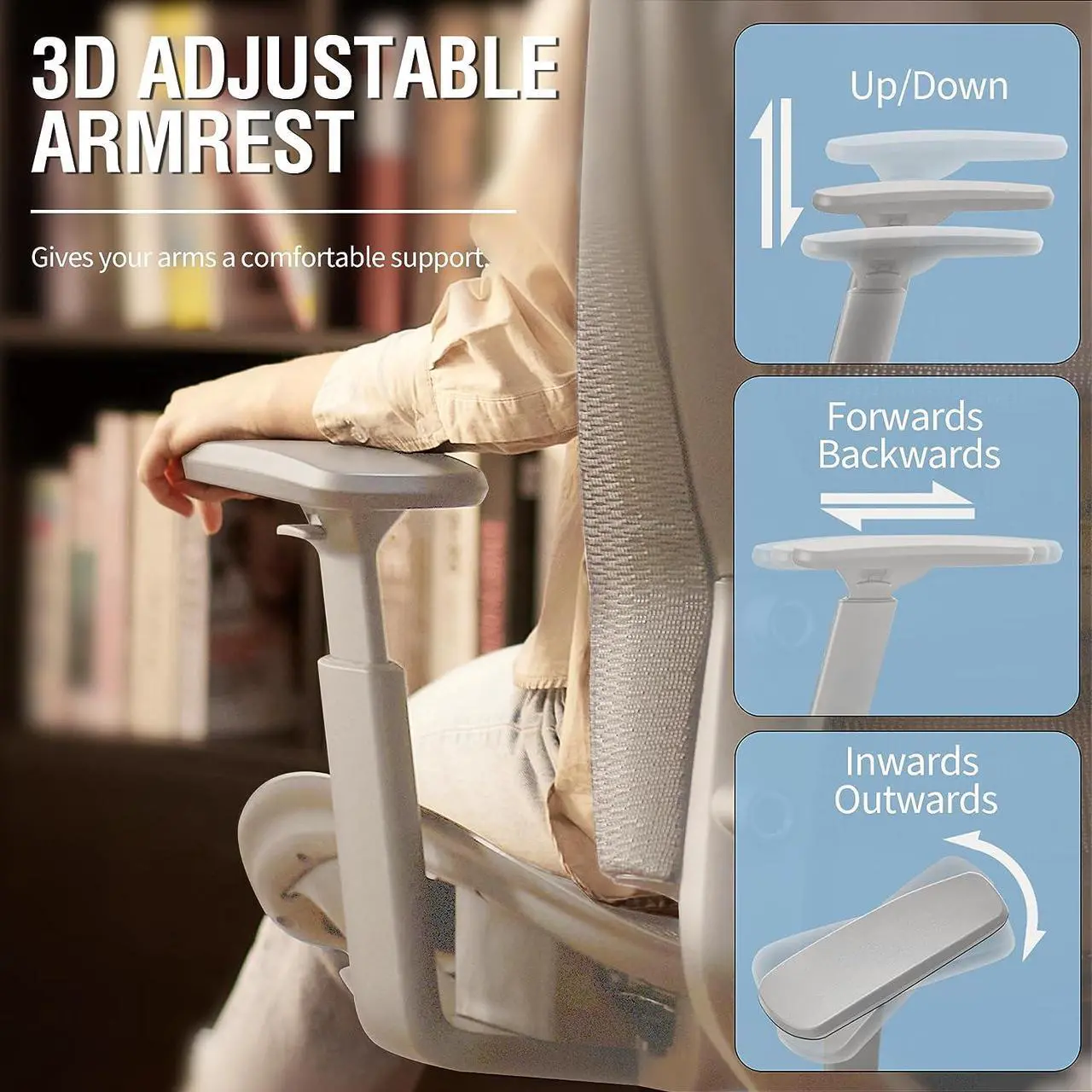 Alt view image 4 of 7 - ELABEST Mesh Office Chair,Ergonomic Computer Desk Chair,Sturdy Task Chair- Adjustable Lumbar Support & Armrests,Tilt Function,Comfort Wide Seat,Swivel Home Office Chair (Grey Frame Grey Mesh)