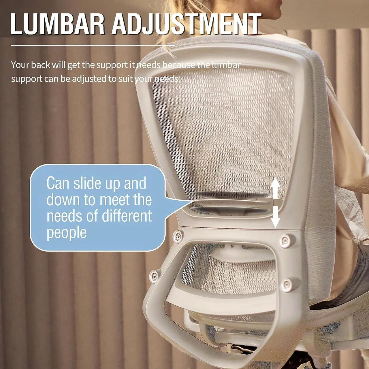 Alt view image 5 of 7 - ELABEST Mesh Office Chair,Ergonomic Computer Desk Chair,Sturdy Task Chair- Adjustable Lumbar Support & Armrests,Tilt Function,Comfort Wide Seat,Swivel Home Office Chair (Grey Frame Grey Mesh)