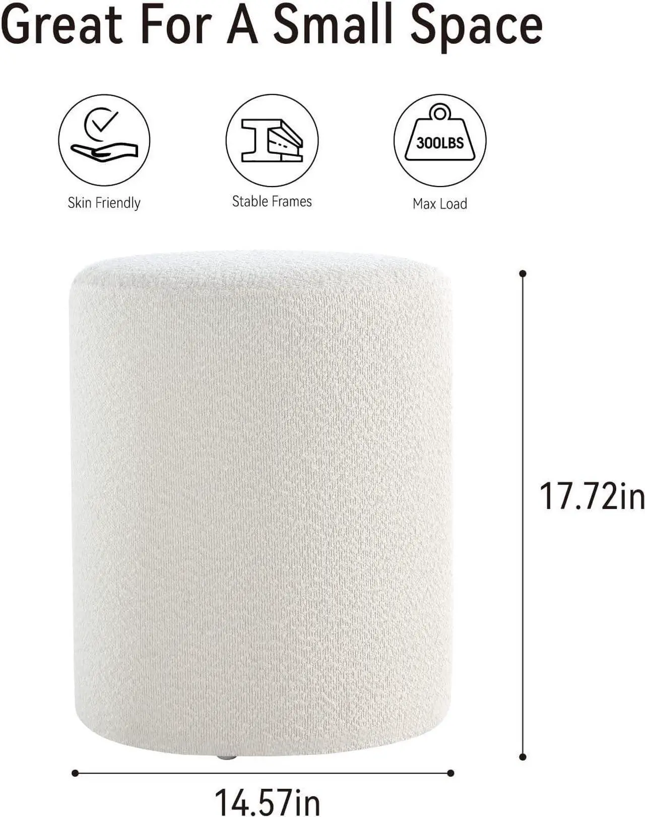Alt view image 2 of 7 - Get Set Style Modern Round Ottoman with Soft Padded Seat, Multifunctional Vanity Chairs for Makeup, Upholstered Footrest Stool Ottoman Foot Stool for Living Room, Bedroom, Welcome to consult