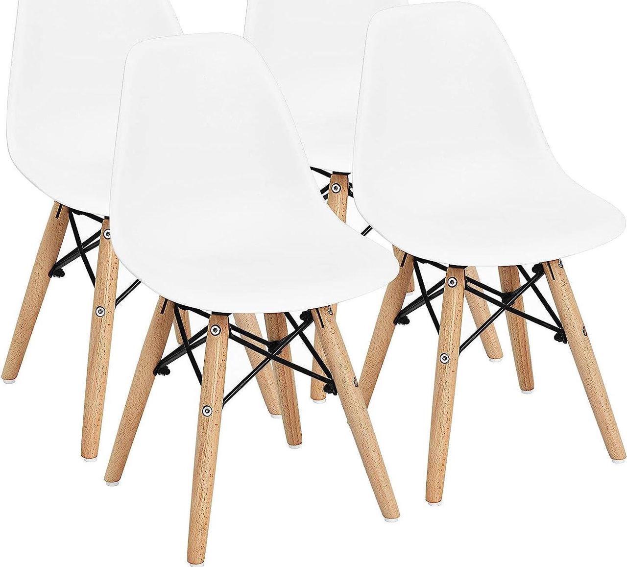Main image of Costzon Kids Chair 4 Pcs, Toddler Chair in Mini DSW Size w/Solid Wood Legs, Wire Steel Base, Curved Backrest, Mid-Century Plastic Study Chair for Children of 3+, Ideal for Nursery, School & Home Use