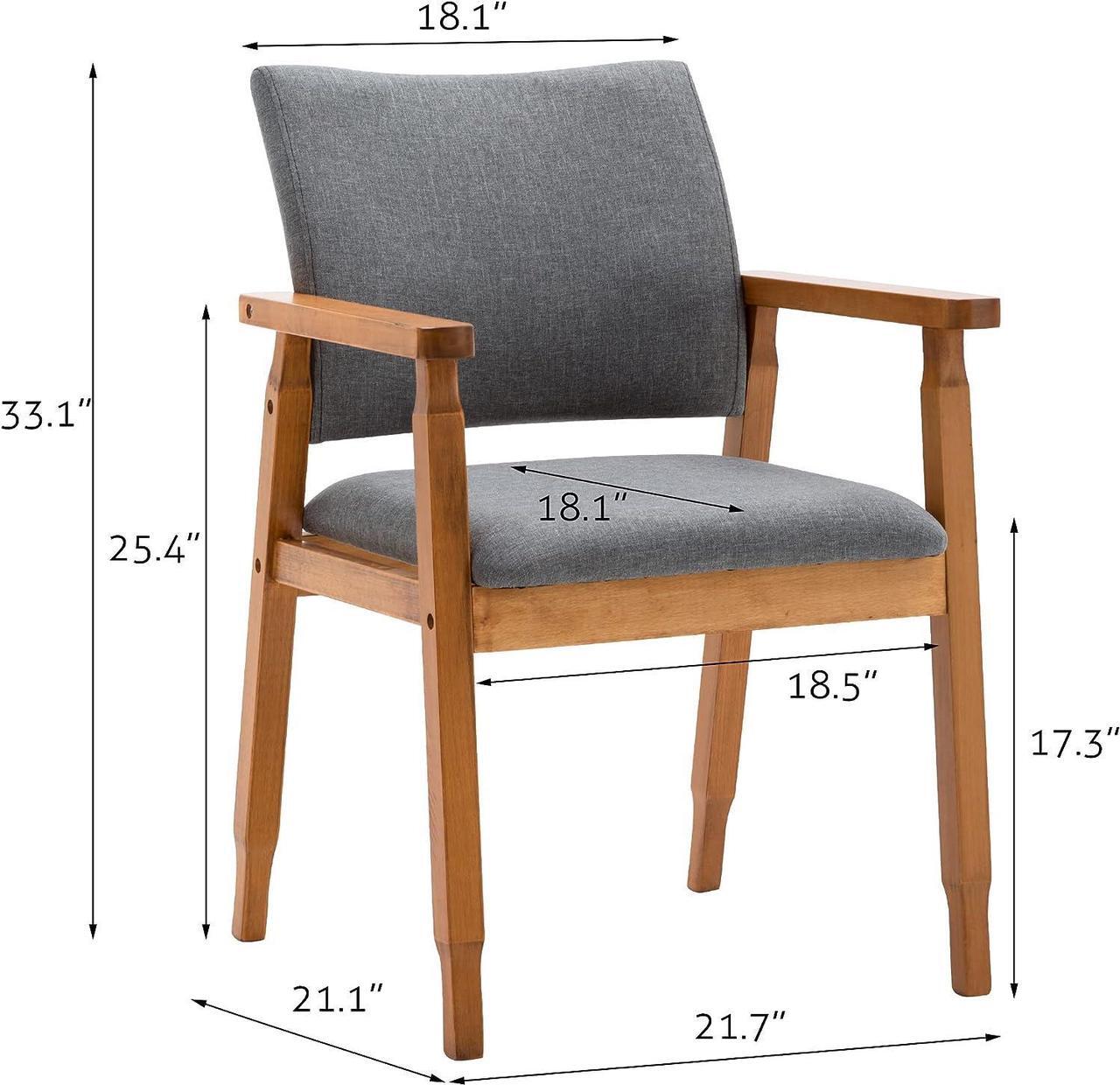 Alt view image 7 of 7 - thksbought Mid Century Modern Walnut Dining Chairs Wood Arm Grey Fabric Kitchen Cafe Living Room Decor Furniture, Welcome to consult