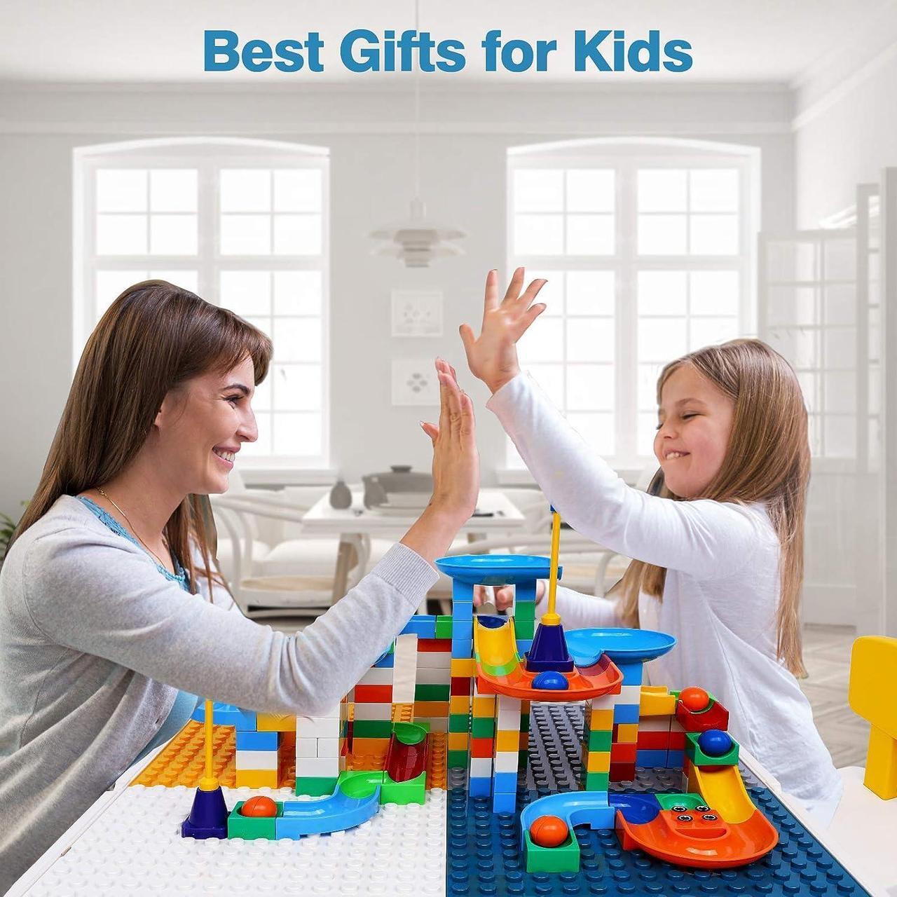 Alt view image 7 of 7 - arscniek Toddlers Activity Table 7 in 1 Kids Activity Table and Chair Set with 152Pcs Large Marble Run Building Blocks, Sand/Water Table, Kids Learning Play Table Toys for Girls Boys Toddler Age 3-7