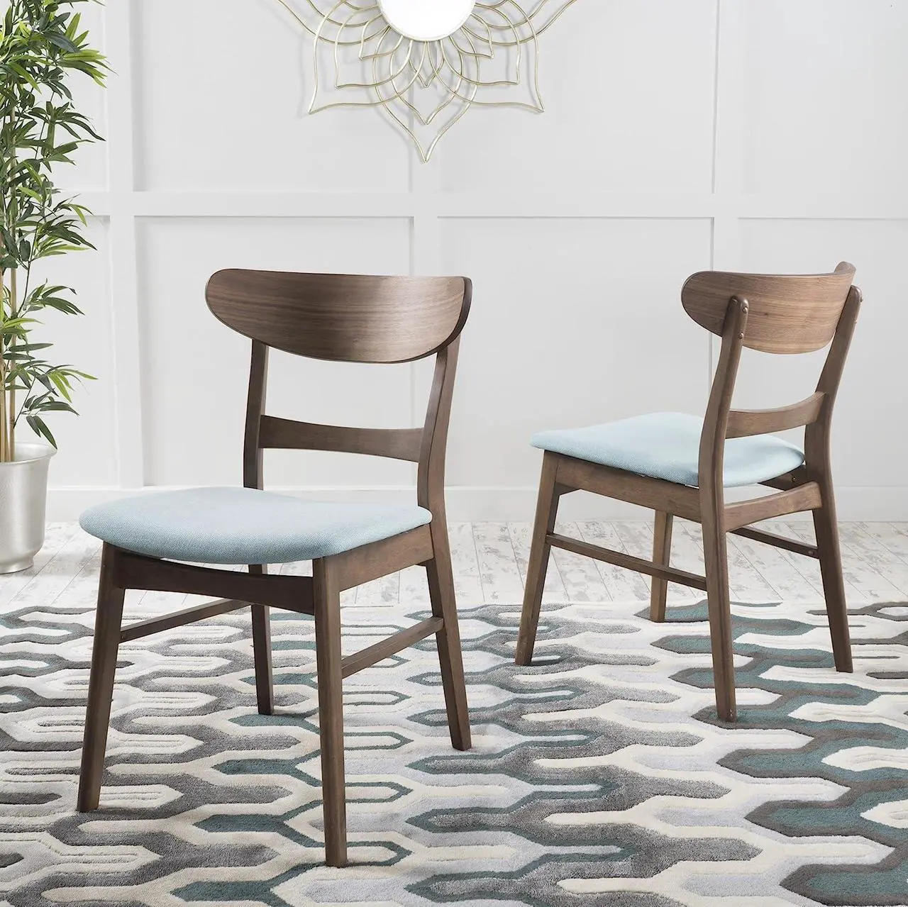 Alt view image 3 of 7 - Christopher Knight Home Idalia Dining Chairs, 2-Pcs Set, Mint / Walnut Finish, Welcome to consult