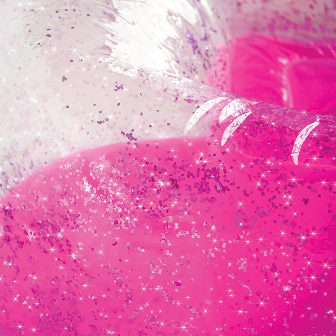 Alt view image 4 of 6 - Three Cheers for Girls by Make It Real - Pink Glitter Confetti Chairs - Inflatable Lounge Chair for Kids - Comfortable & Portable Blow Up Chair Perfect for Outdoors, Bedrooms, Game Room, Dorms & More!