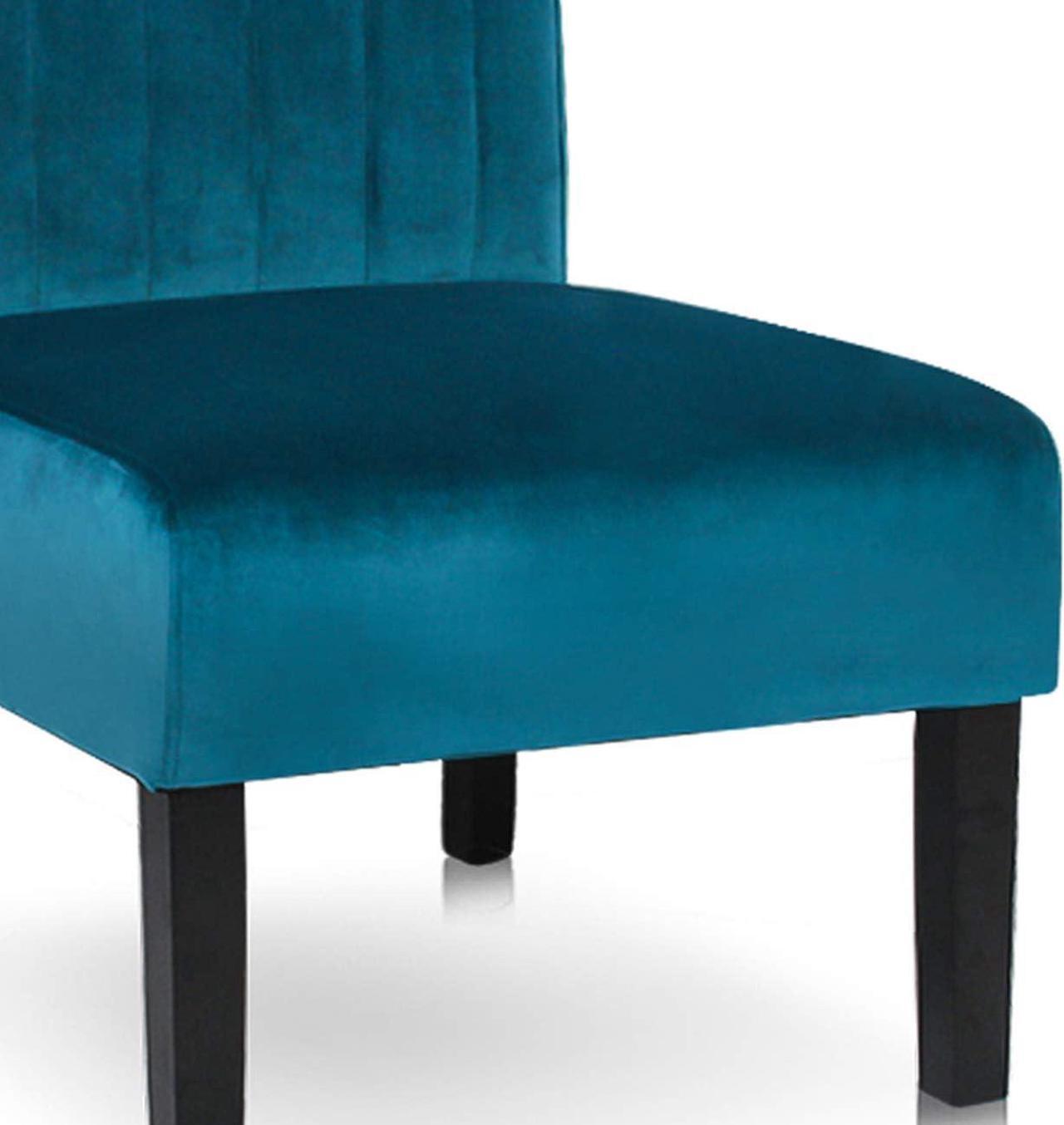 Alt view image 7 of 7 - STHOUYN Mordern Velvet Armless Accent Chair Sofa Decorative Slipper Chair Vanity Chair for Bedroom Desk, Corner Side Chair Living Room Furniture Blue