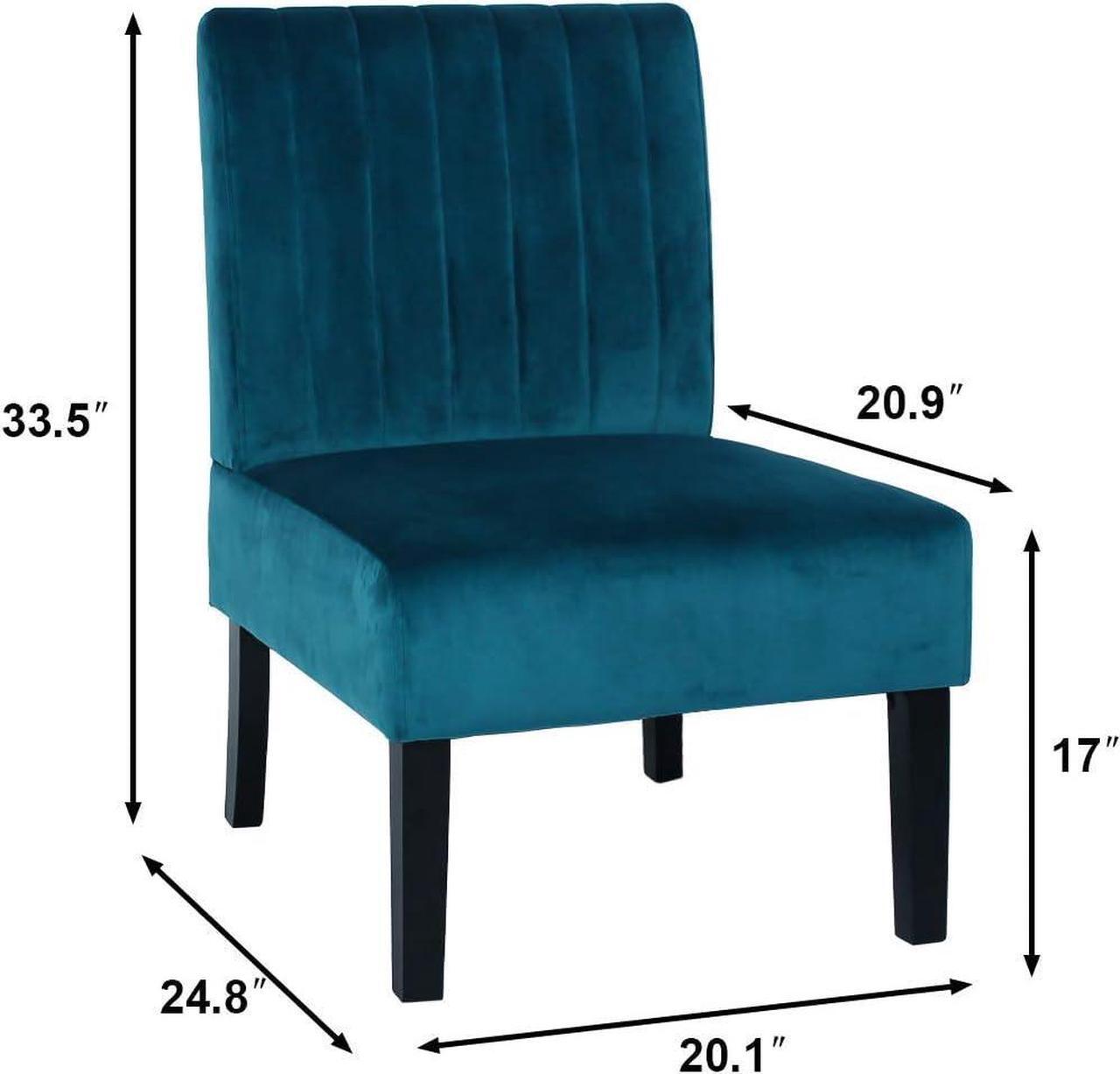 Alt view image 2 of 7 - STHOUYN Mordern Velvet Armless Accent Chair Sofa Decorative Slipper Chair Vanity Chair for Bedroom Desk, Corner Side Chair Living Room Furniture Blue
