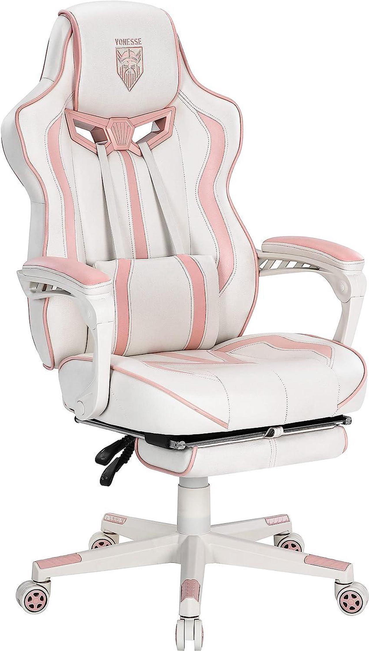 Main image of Vonesse Pink Gaming Chair Gaming Chairs for Adults PC Game Chair for Girls Racing Style Reclining Computer Chair with Footrest Office Swivel Ergonomic Gaming Computer Chair with Massage High Back