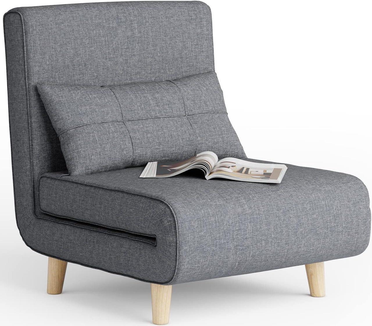 Main image of Aiho 3 in 1 Sleeper Chair Bed, Convertible Chair Bed Futon Sofa Bed with Adjustable Backrest, Accent Chair for Apartment/Bedroom/Office, Dark Grey