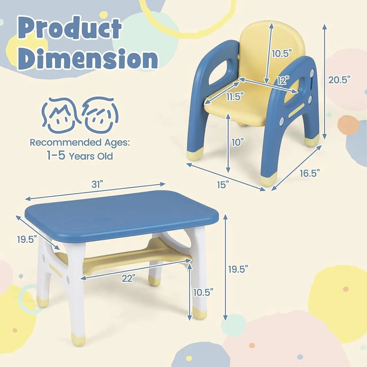 Alt view image 6 of 7 - Costzon Kids Table and Chair Set w/Montessori Toys, Kids Activity Table w/Storage Shelf, Building Blocks, Cute Dinosaur Shape Chair, Easy to Clean, Preschool, Kindergarten (Table and 2 Chairs)