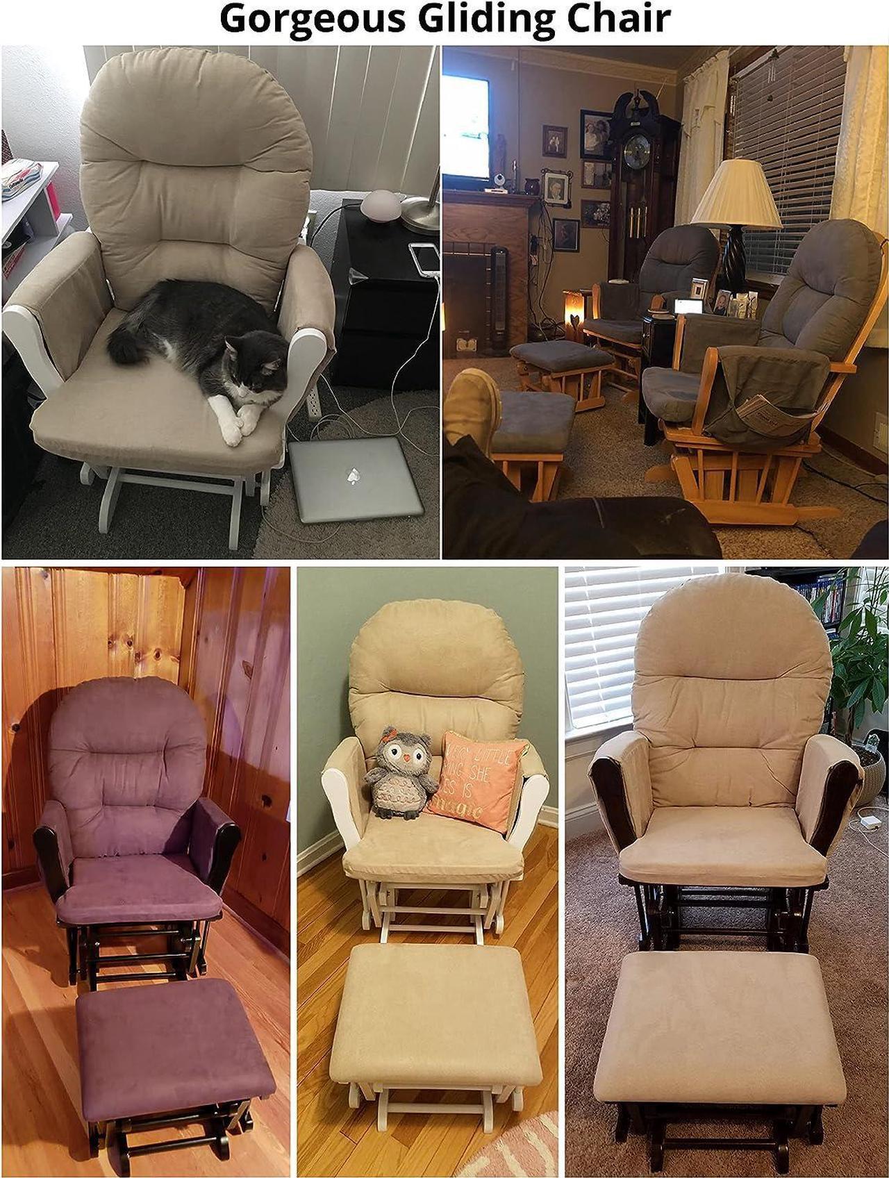 Alt view image 7 of 7 - Brisbane Nursery Glider & Ottoman Sets, Glider Recliner Nursery Rocking Chair, Nursery Glider Rocker with Ottoman, Reclining Gliders & Chairs for Breastfeeding, Maternity, Napping - White/Gray